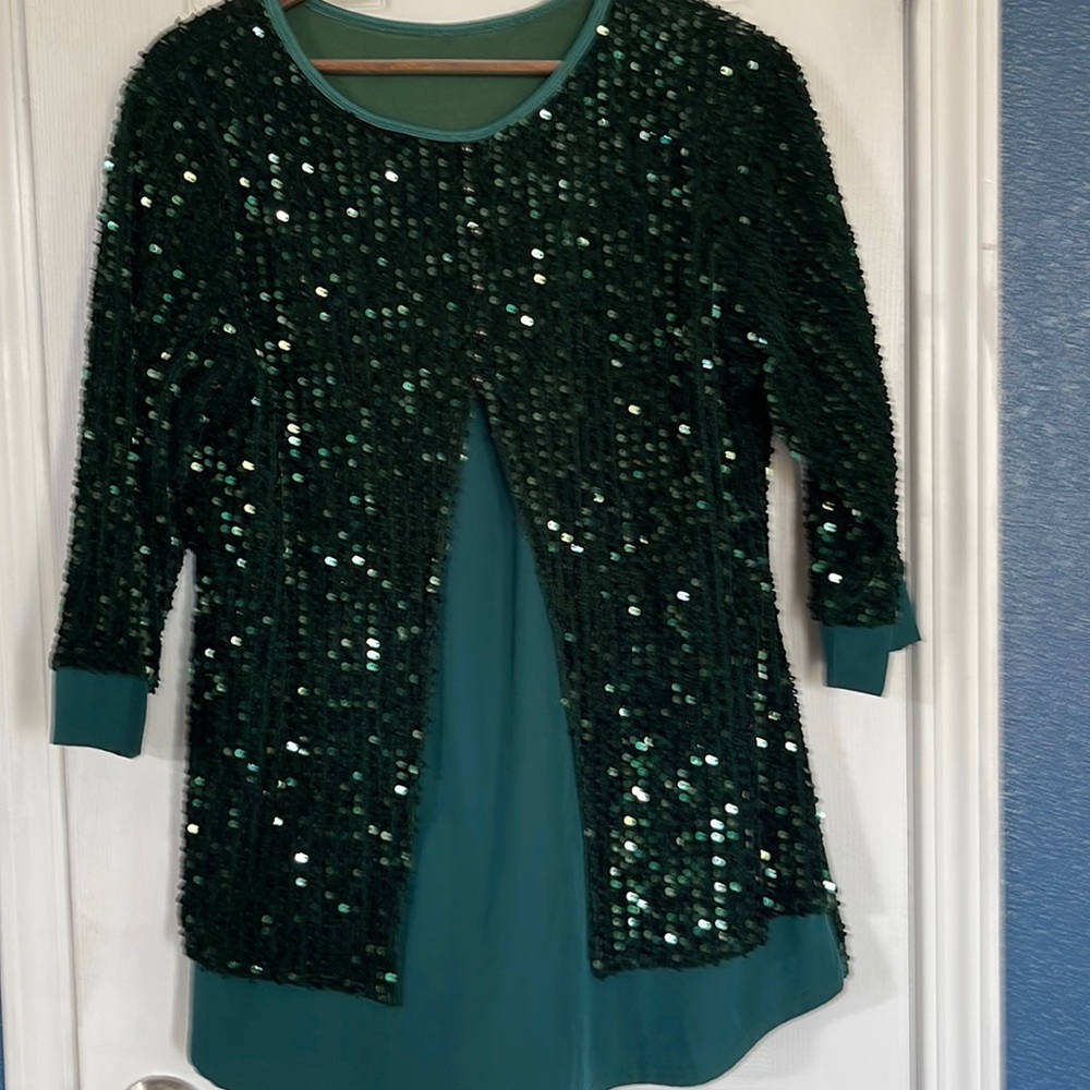 Christmas green sequined top